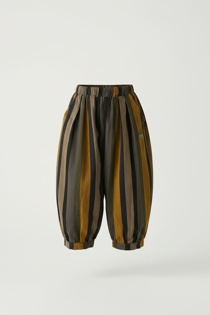 Pantalon Marron Rayé Ample Décontracté Garçon - Toile - vue 3