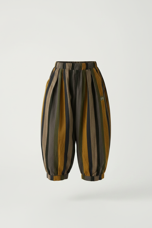 Pantalon Marron Rayé Ample Décontracté Garçon - Toile - vue 3