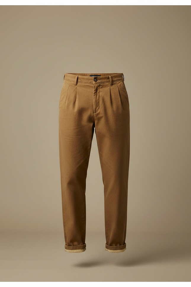 Pantalon Marron Plissé Décontracté Coton Homme - vue 3