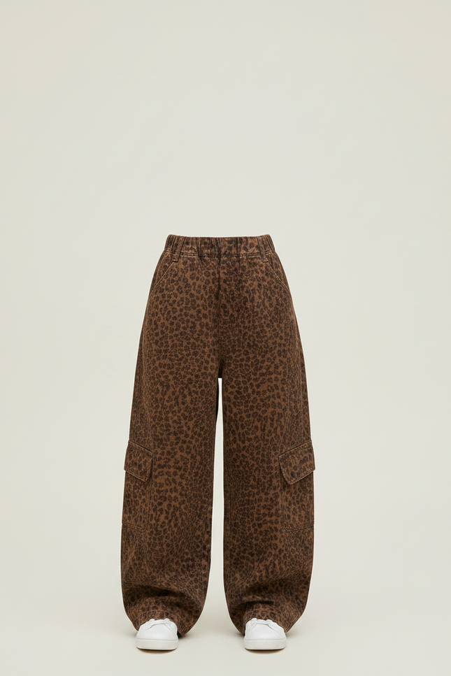 Pantalon Marron Léopard Ample Cargo Fille - Toile - vue 3