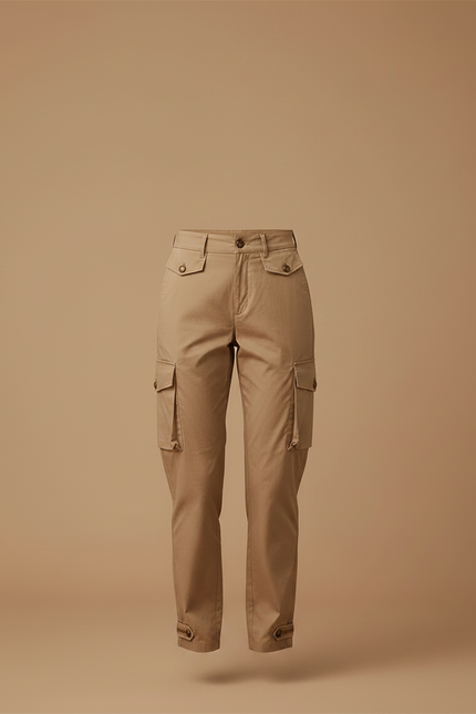 Pantalon Marron Cargo Coton Décontracté Femme Harem - Camel - vue 3