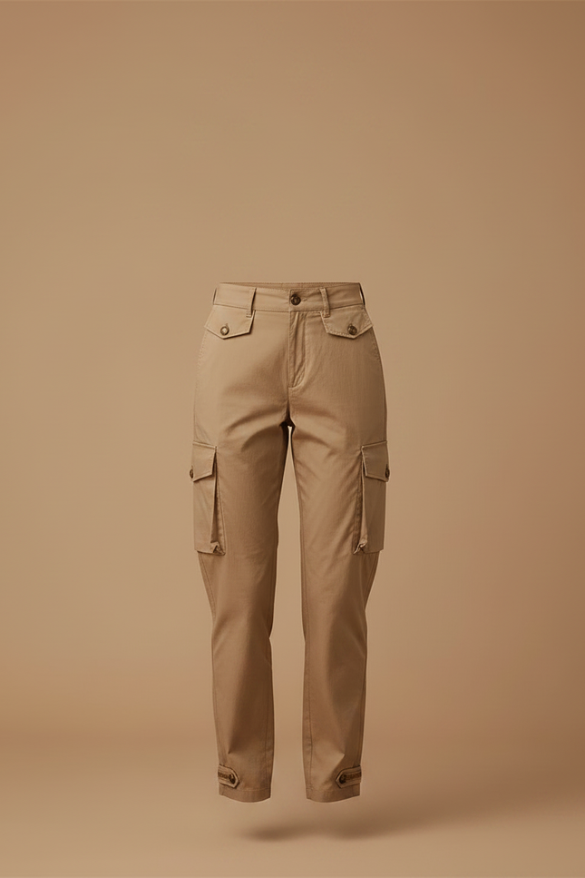 Pantalon Marron Cargo Coton Décontracté Femme Harem - Camel - vue 3