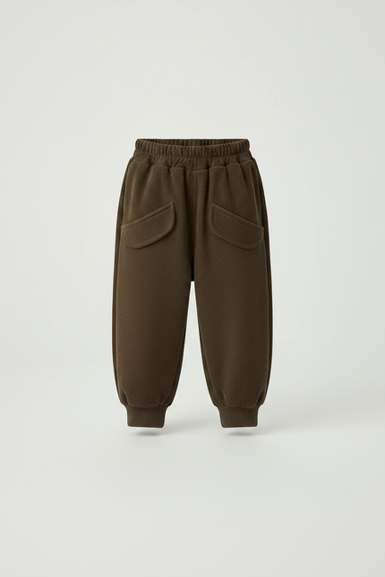 Pantalon Marron Ample Côtelé Épais Décontracté Enfant - Molleton - vue 3