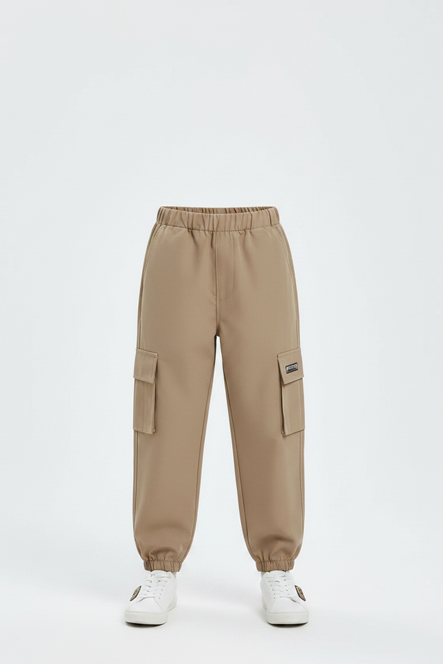 Pantalon Marron Cargo Décontracté Poches Élastique Garçon - Polyester - vue 3