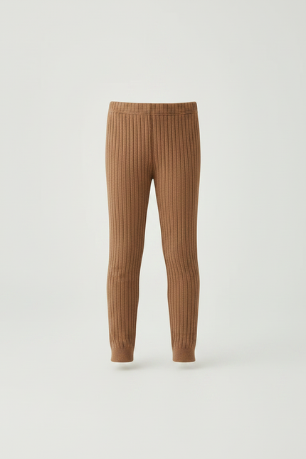 Pantalon Marron Côtelé Tricoté Doux Enfants - Maille - vue 3