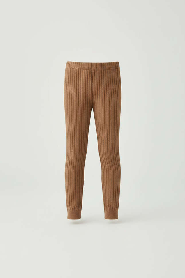 Pantalon Marron Côtelé Tricoté Doux Enfants - Maille - vue 3
