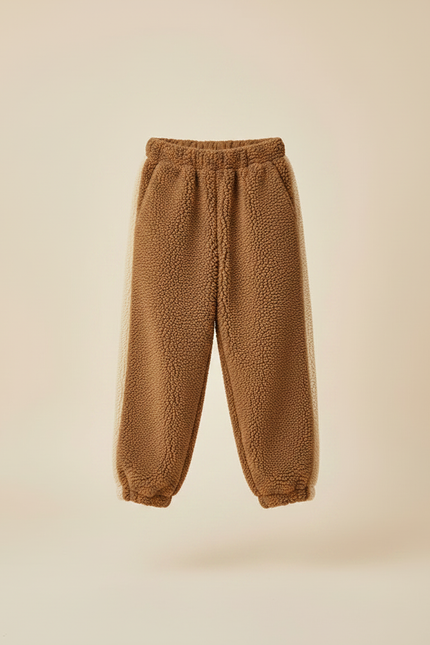 Pantalon Marron Polaire Ample Chaud Bicolore Doux Hiver - Molleton - vue 3
