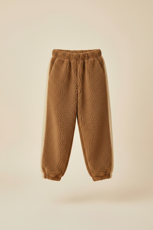Pantalon Marron Polaire Ample Chaud Bicolore Doux Hiver - Molleton - vue 3