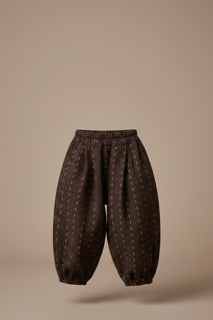 Pantalon Marron Ample Imprimé Floral Hiver Chaud Fille - Laine - vue 3