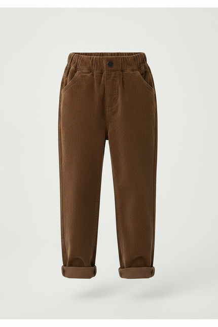 Pantalon Marron Côtelé Ample Décontracté Unisexe - Cordé - vue 3