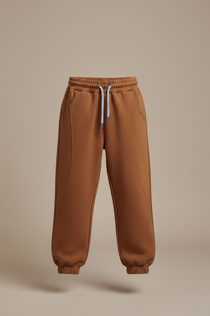 Pantalon Marron Enfant Molleton Ample Décontracté - vue 3