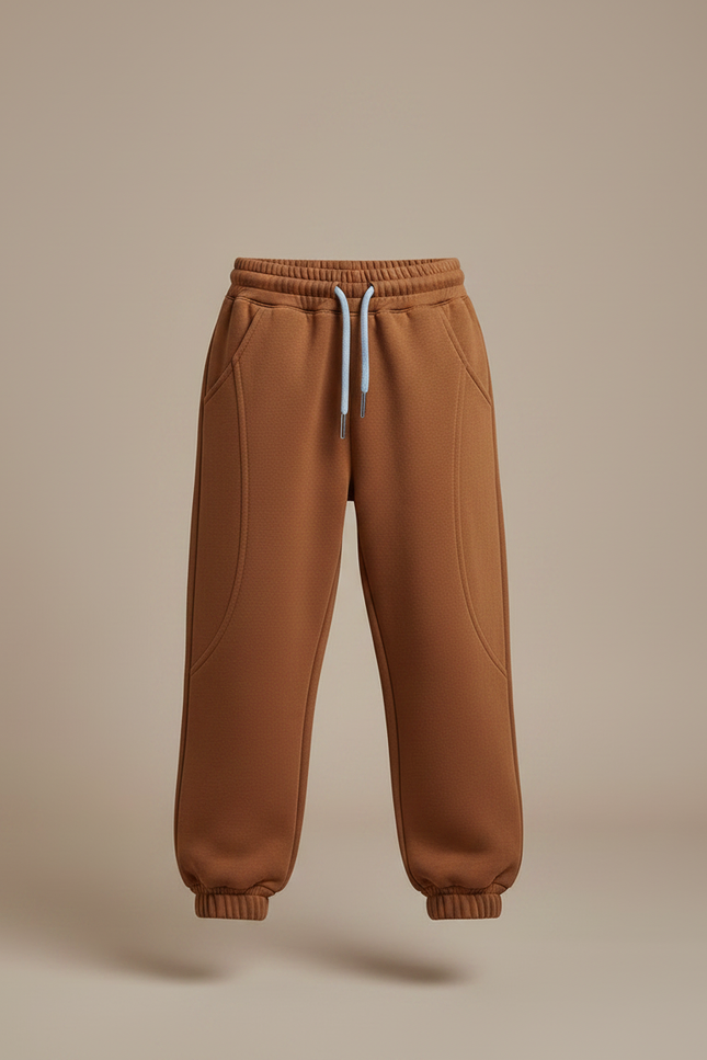 Pantalon Marron Enfant Molleton Ample Décontracté - vue 3