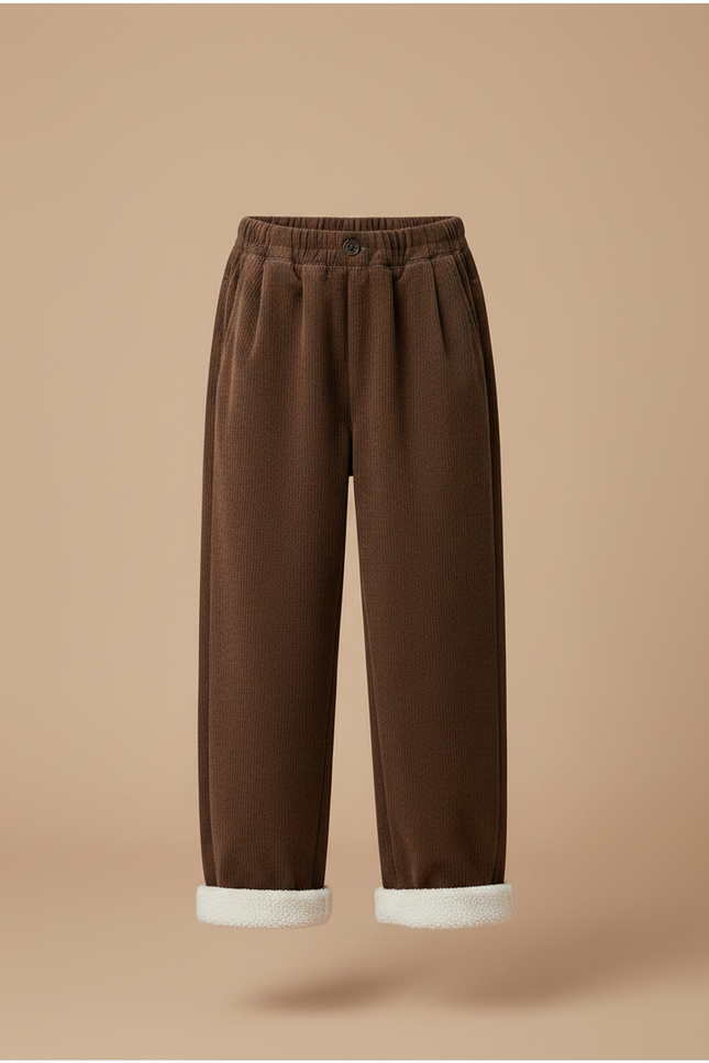 Pantalon Marron Côtelé Doux Enfant Chaud - Cordé - vue 3