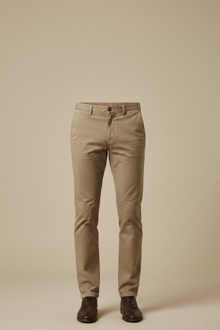 Pantalon Marron Homme Coton Slim Décontracté - Kaki - vue 3
