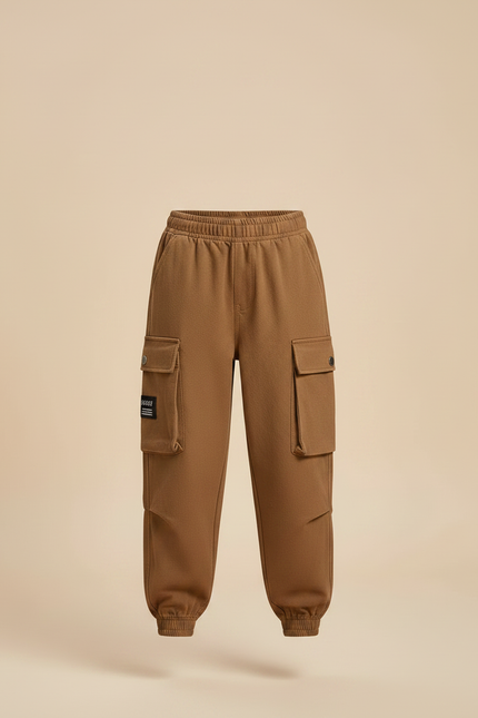 Pantalon Marron Cargo Garçon Ample Poches Latérales - Molleton - vue 3