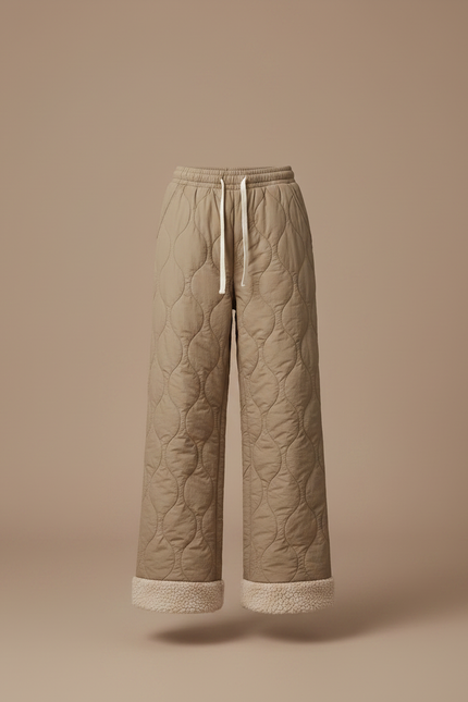 Pantalon Marron Matelassé Doux Large Confortable Enfant - Kaki Polyester - vue 3