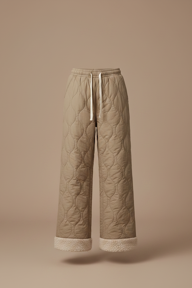 Pantalon Marron Matelassé Doux Large Confortable Enfant - Kaki Polyester - vue 3