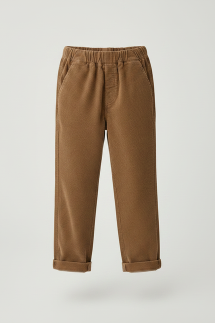 Pantalon Marron Côtelé Enfant Ample Décontracté Doux - Cordé - vue 3