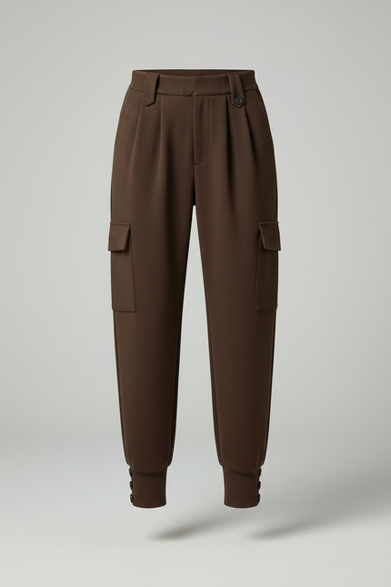 Pantalon Marron Cargo Laine Harem Ceinture Femme - vue 3