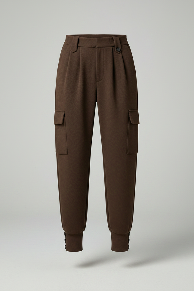 Pantalon Marron Cargo Laine Harem Ceinture Femme - vue 3