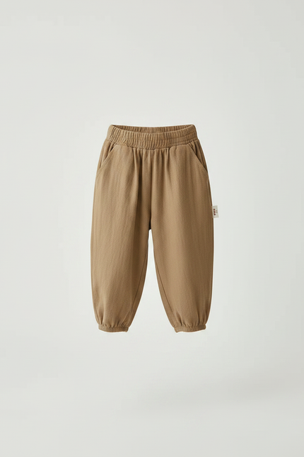 Pantalon Marron Ample Coton Élastique Confortable Enfant - Molleton - vue 3