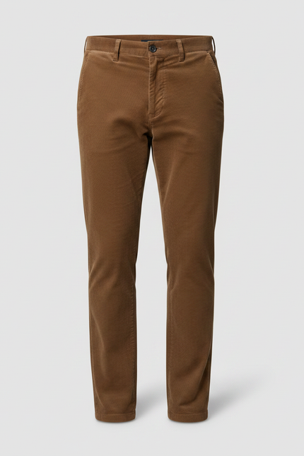 Pantalon Marron Côtelé Slim Hiver Homme - Cordé - vue 3