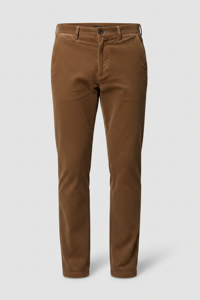Pantalon Marron Côtelé Slim Hiver Homme - Cordé - vue 3