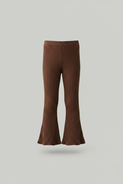 Pantalon Marron Côtelé Tricoté Évasé Enfant - Maille - vue 3