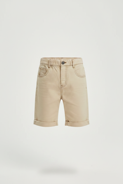 Pantalon Marron Court Coton Décontracté Garçon - Beige Jean - vue 3