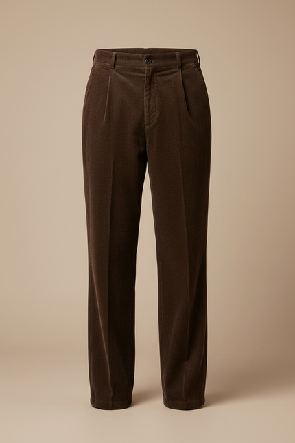 Pantalon Marron Côtelé Ample Vintage Homme - Cordé - vue 3