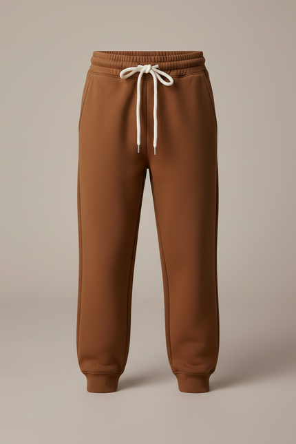 Pantalon Marron Molletonné Ample Décontracté Enfant Cordon - vue 3