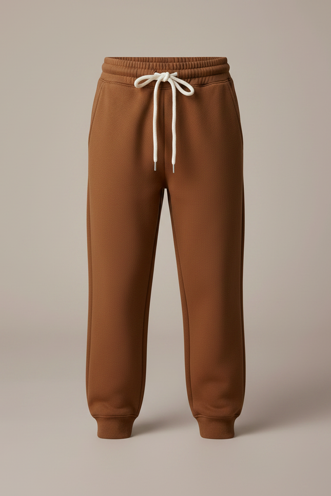 Pantalon Marron Molletonné Ample Décontracté Enfant Cordon - vue 3