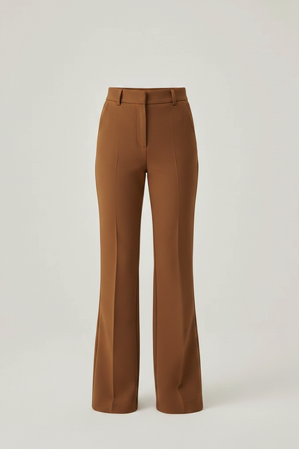 Pantalon Marron Évasé Taille Haute Élégant Enfant - Polyester - vue 3