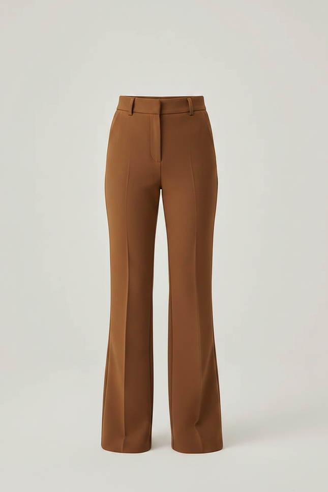 Pantalon Marron Évasé Taille Haute Élégant Enfant - Polyester - vue 3