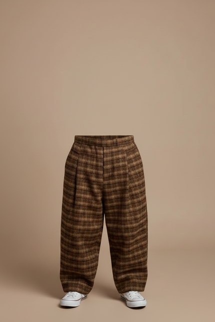 Pantalon Carreaux Marron - Tweed - vue 3