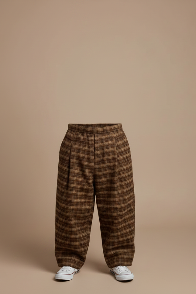Pantalon Carreaux Marron - Tweed - vue 3