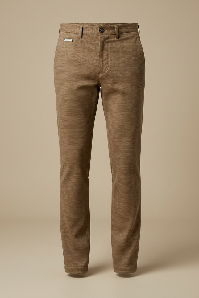 Pantalon Marron Business Slim Laine Décontracté Élégant - vue 3
