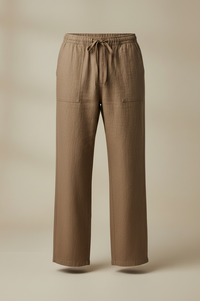Pantalon Marron Lin Ample Respirant Décontracté Homme - vue 3