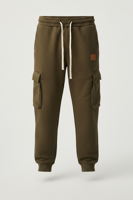 Pantalon Marron Cargo Molletonné Ample Enfant - Kaki - vue 3