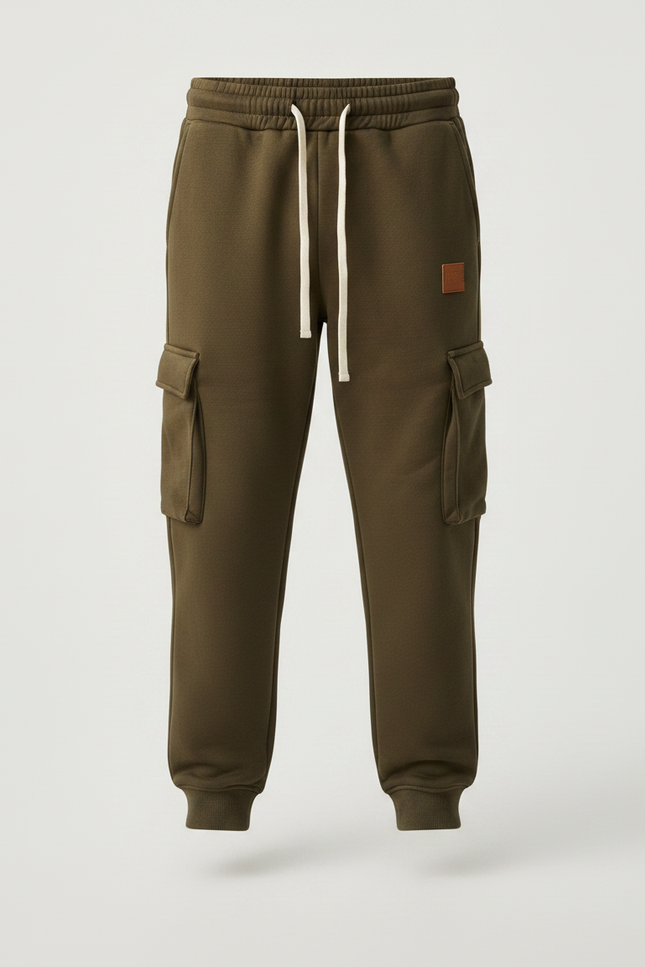Pantalon Marron Cargo Molletonné Ample Enfant - Kaki - vue 3