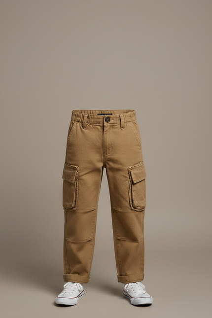 Pantalon Marron Cargo Garçon Coton Décontracté - Toile - vue 3