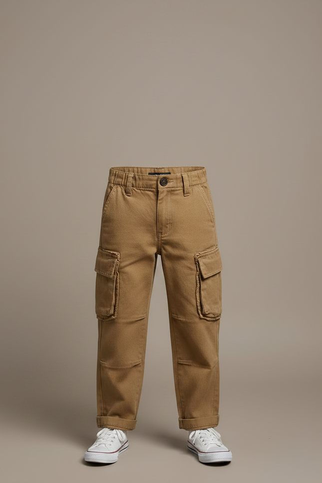Pantalon Marron Cargo Garçon Coton Décontracté - Toile - vue 3