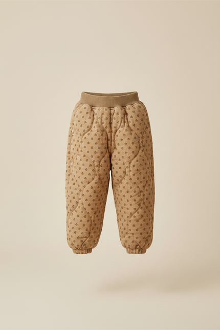 Pantalon Marron Matelassé Imprimé Élastiqué Enfant Confortable - Molleton - vue 3