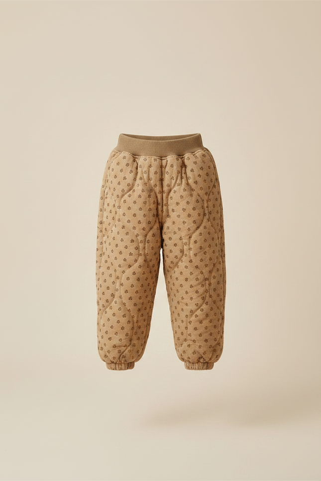 Pantalon Marron Matelassé Imprimé Élastiqué Enfant Confortable - Molleton - vue 3