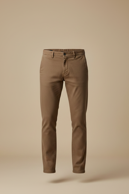 Pantalon Marron Homme Slim Coton Confortable Décontracté - vue 3