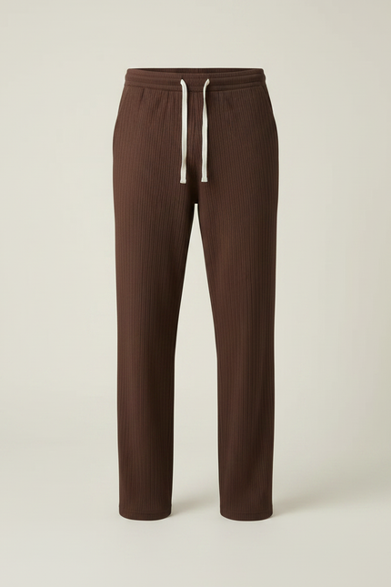 Pantalon Marron Côtelé Ample Décontracté Cordon Homme - Cordé - vue 3