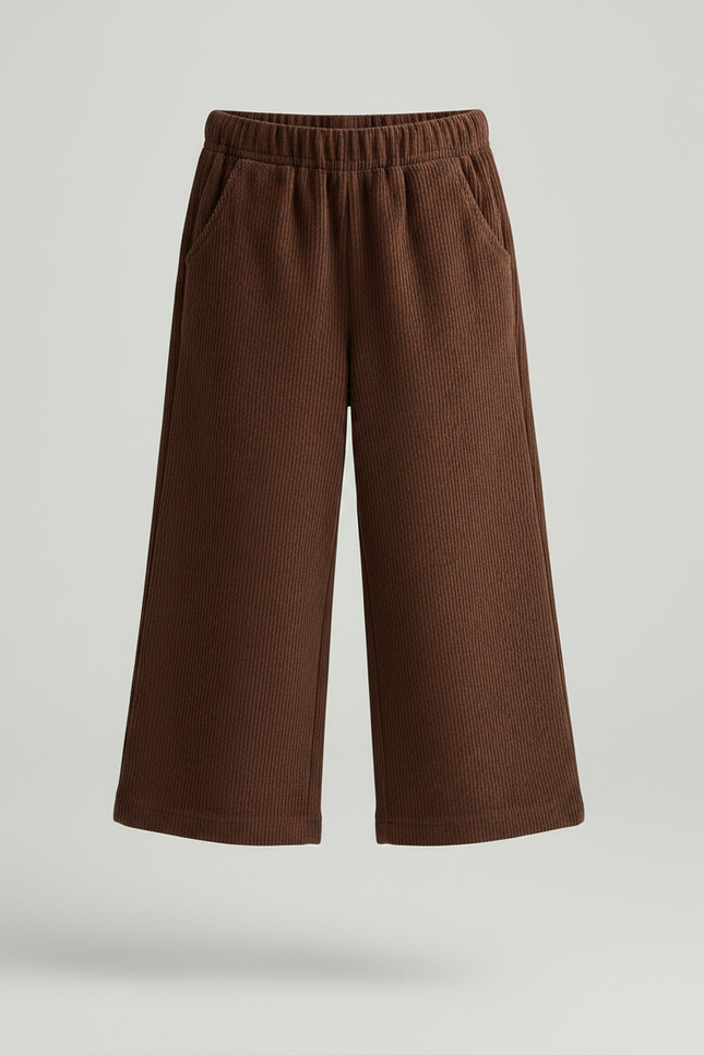 Pantalon Marron Ample Côtelé Confortable Enfant - Cordé - vue 3