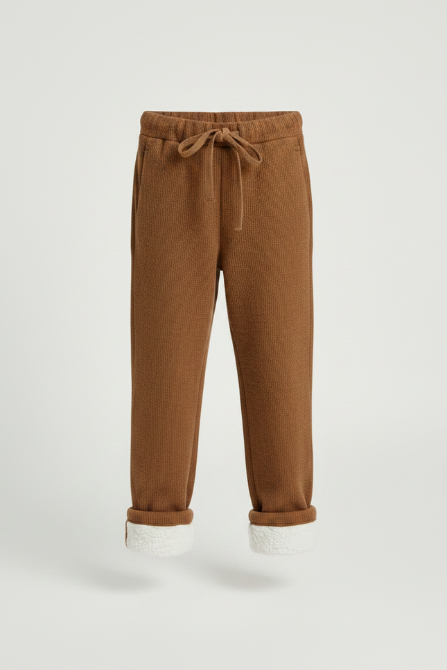 Pantalon Marron Tricoté Chaud Doublé Sherpa Enfant - Maille - vue 3