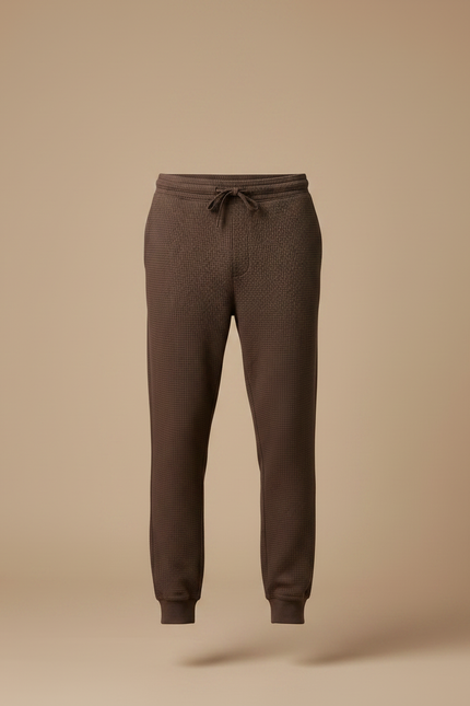 Pantalon Marron Gaufré Ample Décontracté Homme Cordon - Maille - vue 3
