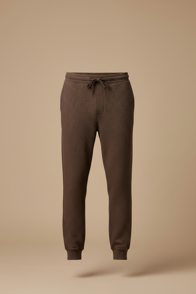 Pantalon Marron Gaufré Ample Décontracté Homme Cordon - Maille - vue 3